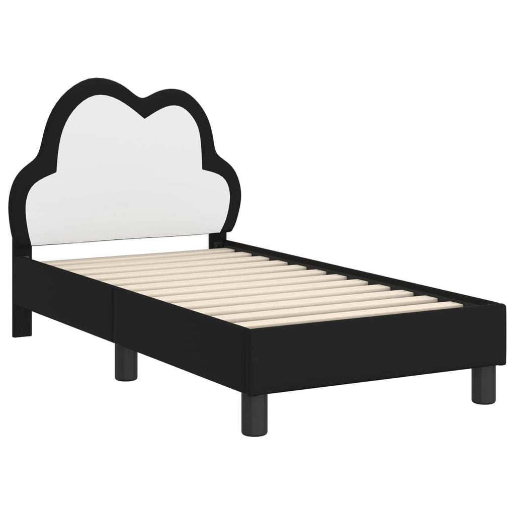 Kinderbettgestell mit Kopfteil Schwarz 70 x 140 cm PU