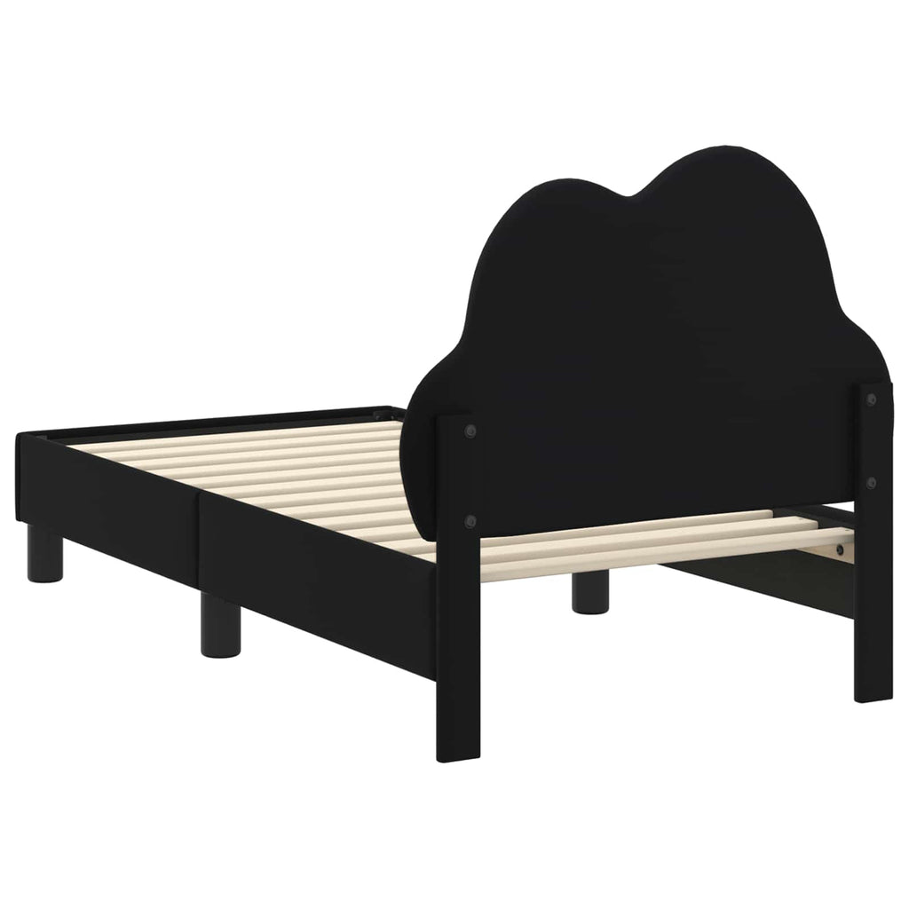 Kinderbettgestell mit Kopfteil Schwarz 70 x 140 cm PU