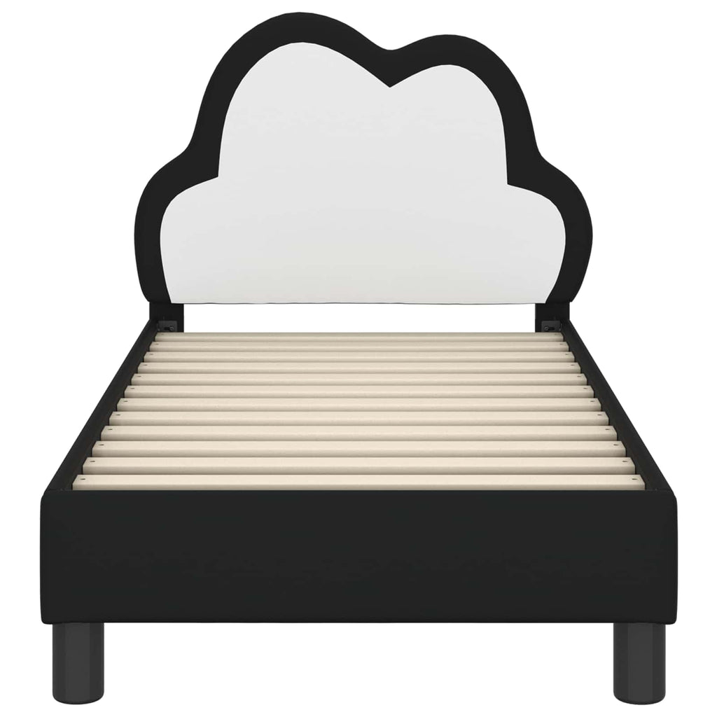 Kinderbettgestell mit Kopfteil Schwarz 70 x 140 cm PU