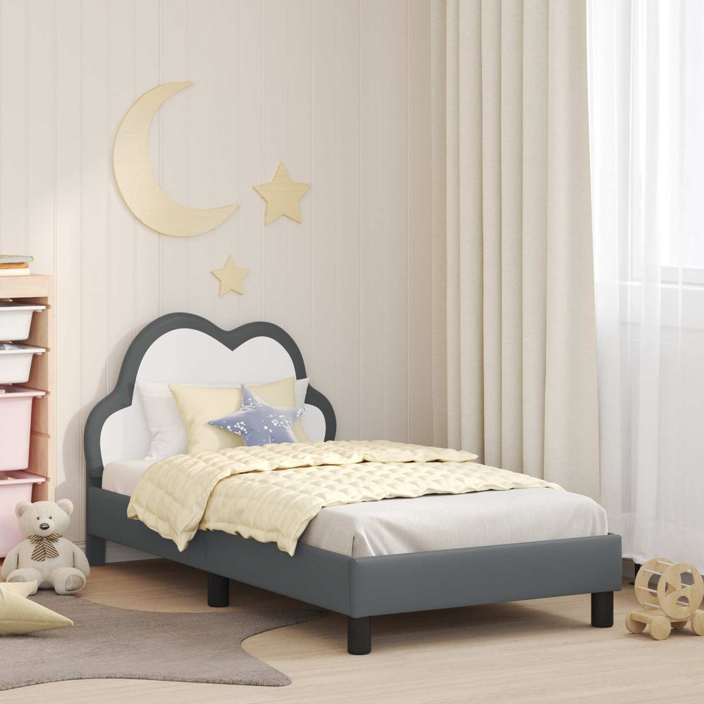Kinderbettgestell mit Kopfteil Hellgrau 80 x 160 cm PU