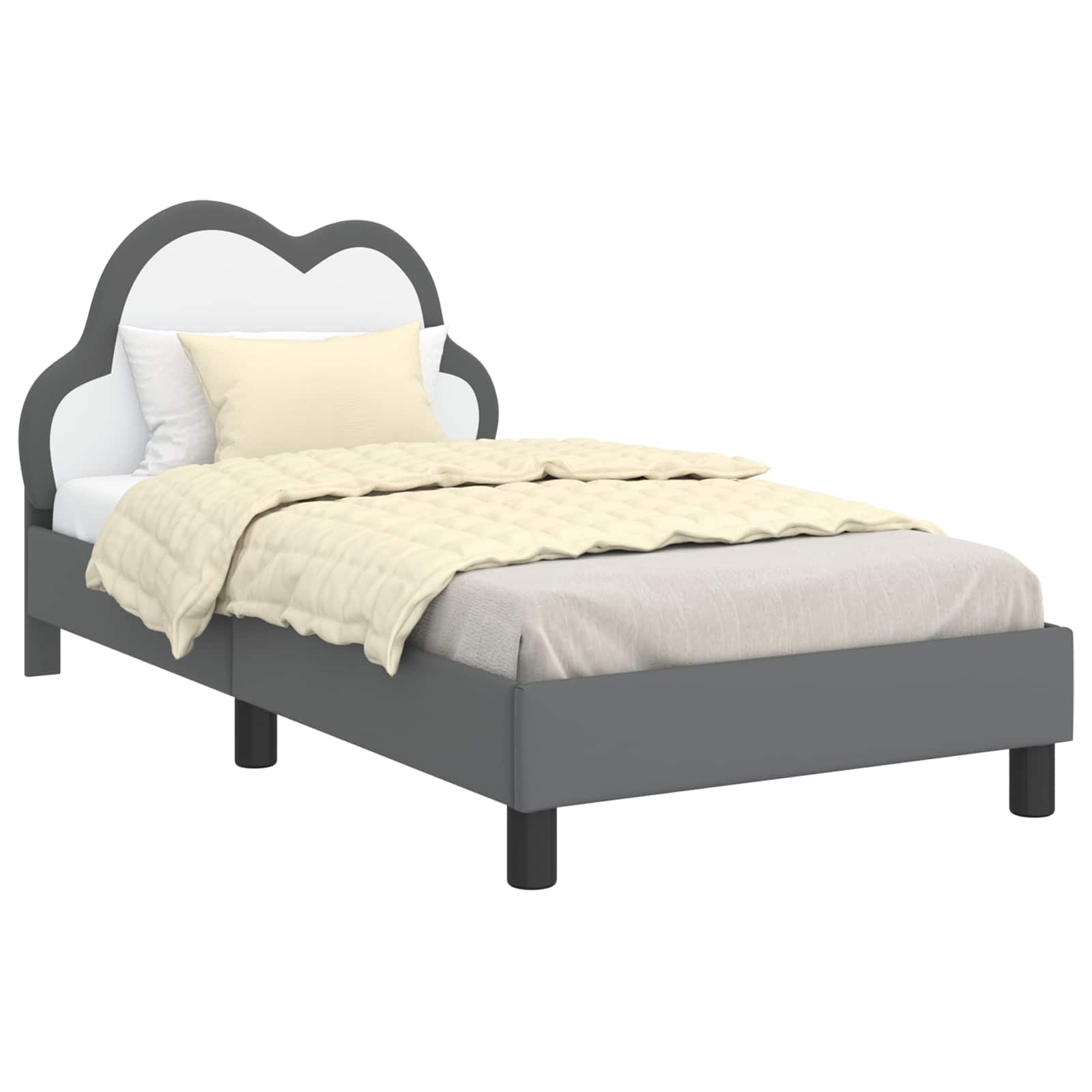 Kinderbettgestell mit Kopfteil Hellgrau 80 x 160 cm PU