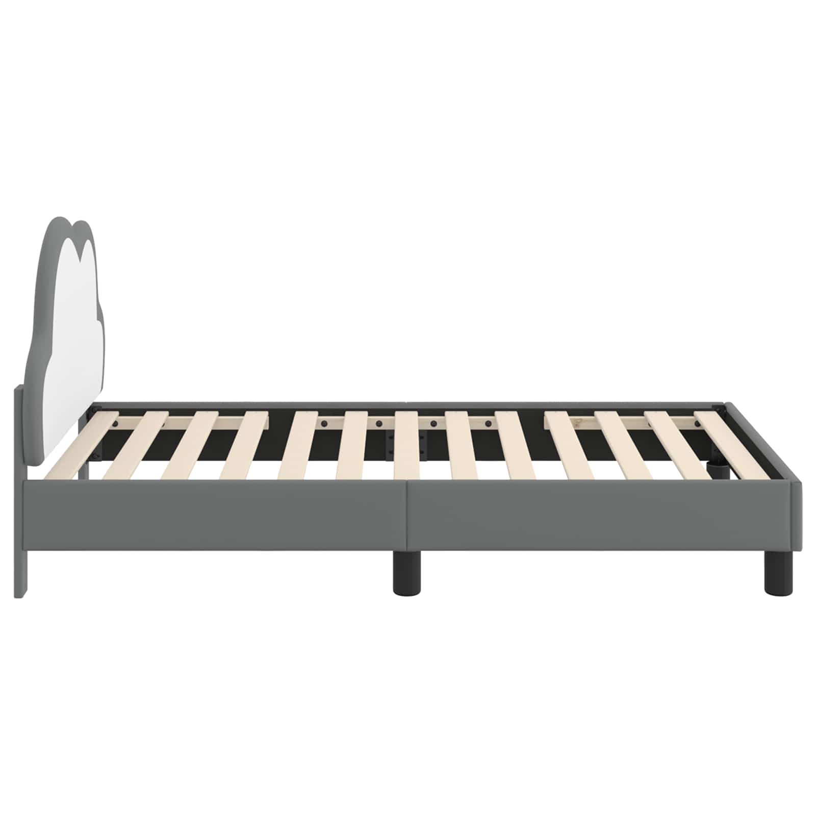 Kinderbettgestell mit Kopfteil Hellgrau 80 x 160 cm PU