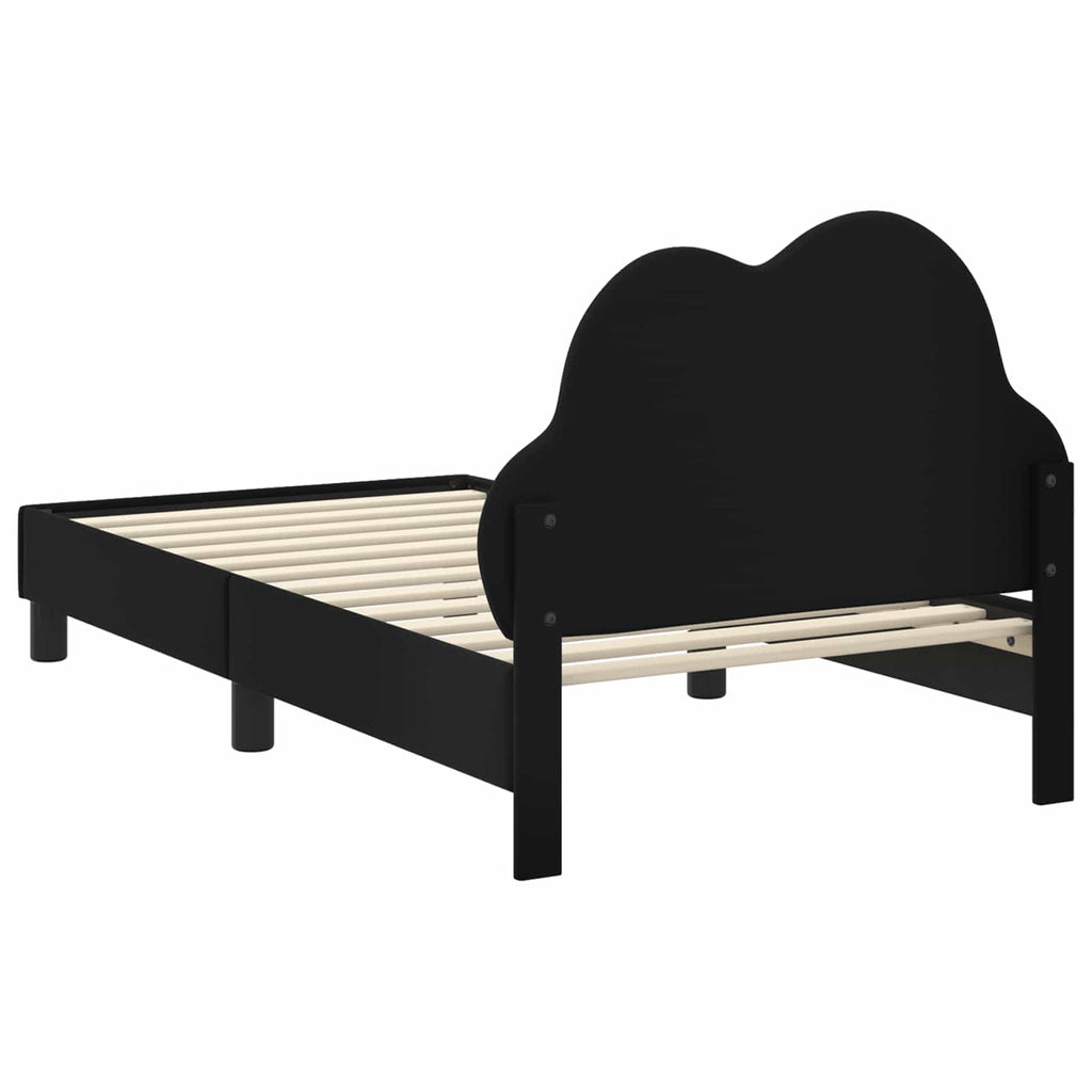 Kinderbettgestell mit Kopfteil Schwarz 80 x 160 cm PU
