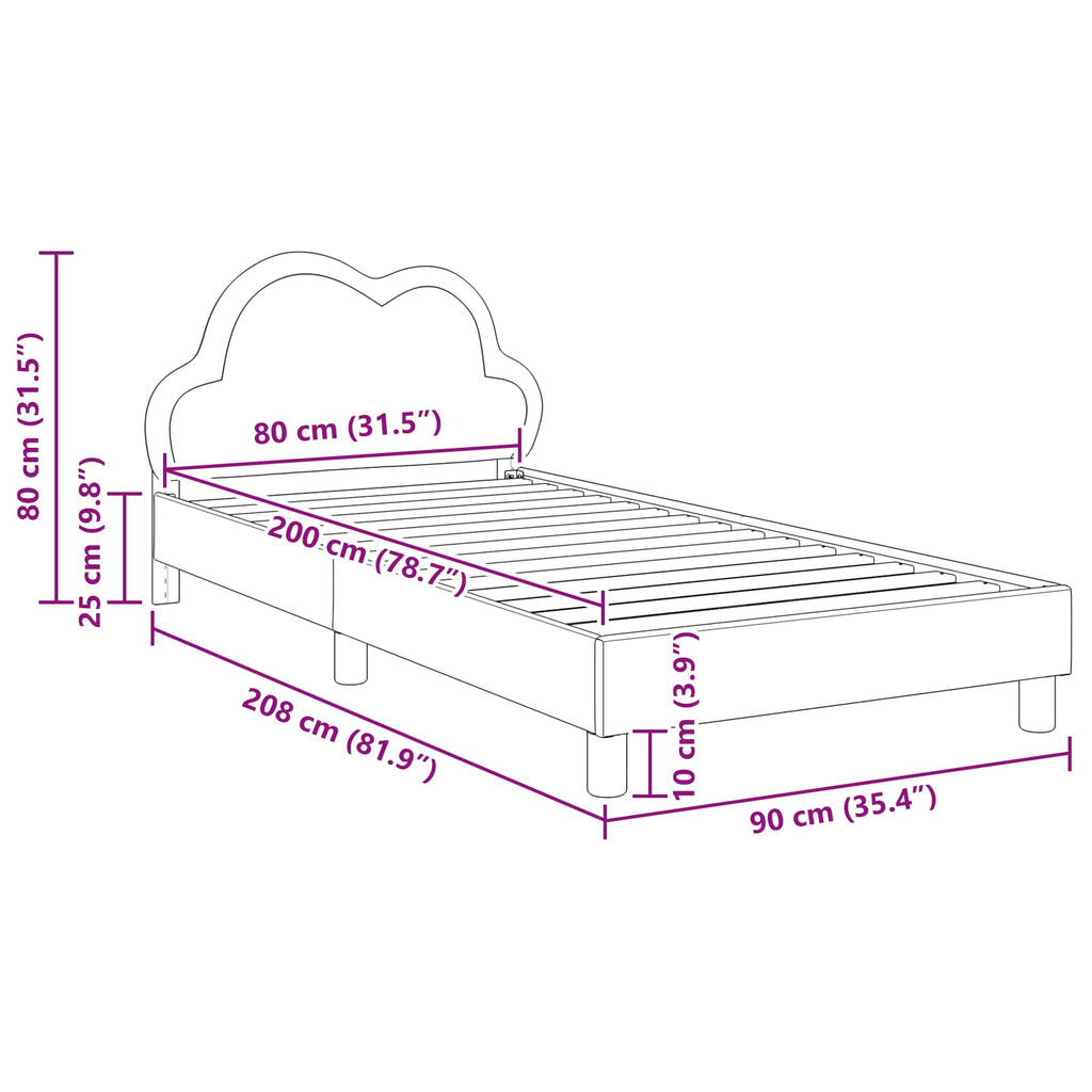 Kinderbettgestell mit Kopfteil Blau 80 x 200 cm PU