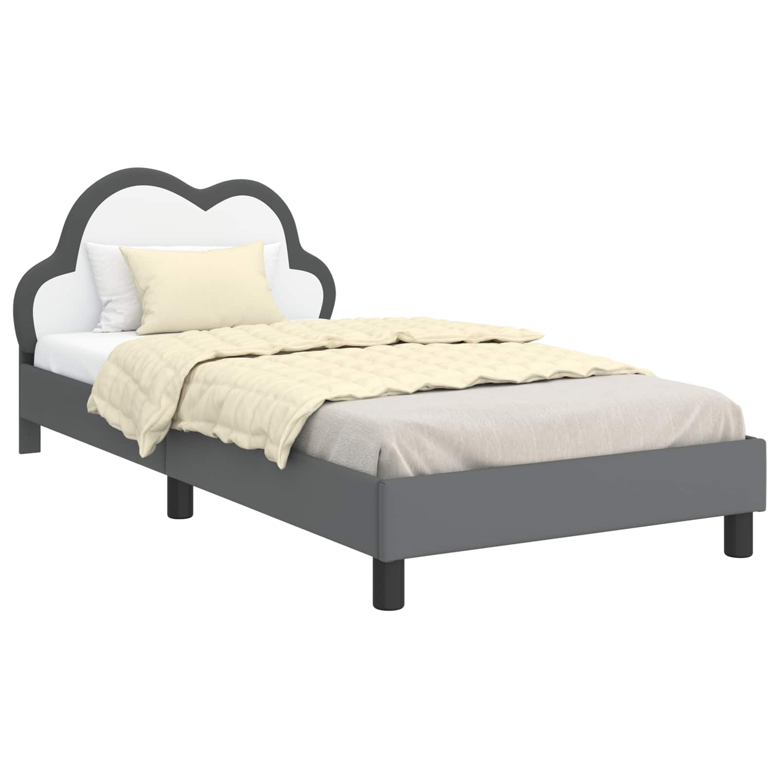 Kinderbettgestell mit Kopfteil Hellgrau 80 x 200 cm PU