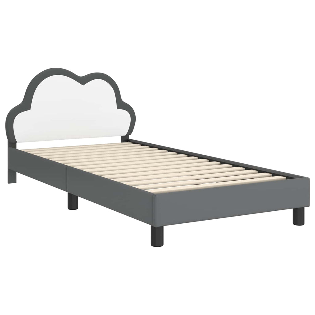 Kinderbettgestell mit Kopfteil Hellgrau 80 x 200 cm PU