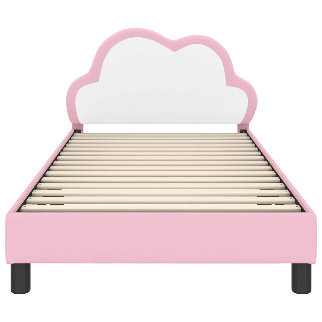 Kinderbettgestell mit Kopfteil Rosa 90 x 190 cm PU