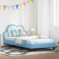 Kinderbettgestell mit Kopfteil Blau 90 x 190 cm PU