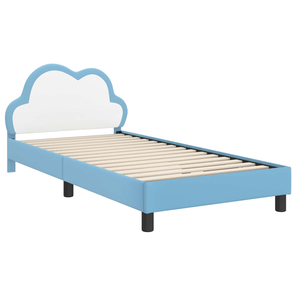 Kinderbettgestell mit Kopfteil Blau 90 x 190 cm PU