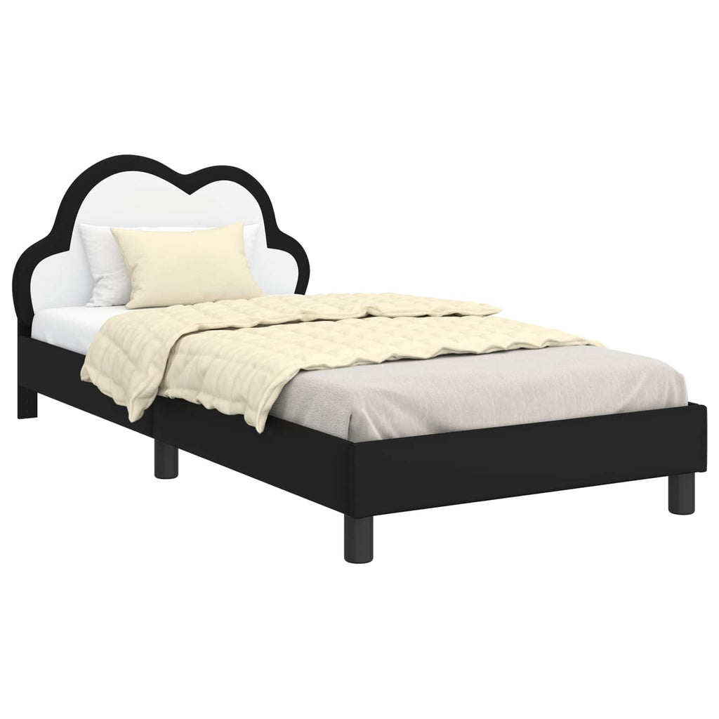 Kinderbettgestell mit Kopfteil Schwarz 90 x 190 cm PU