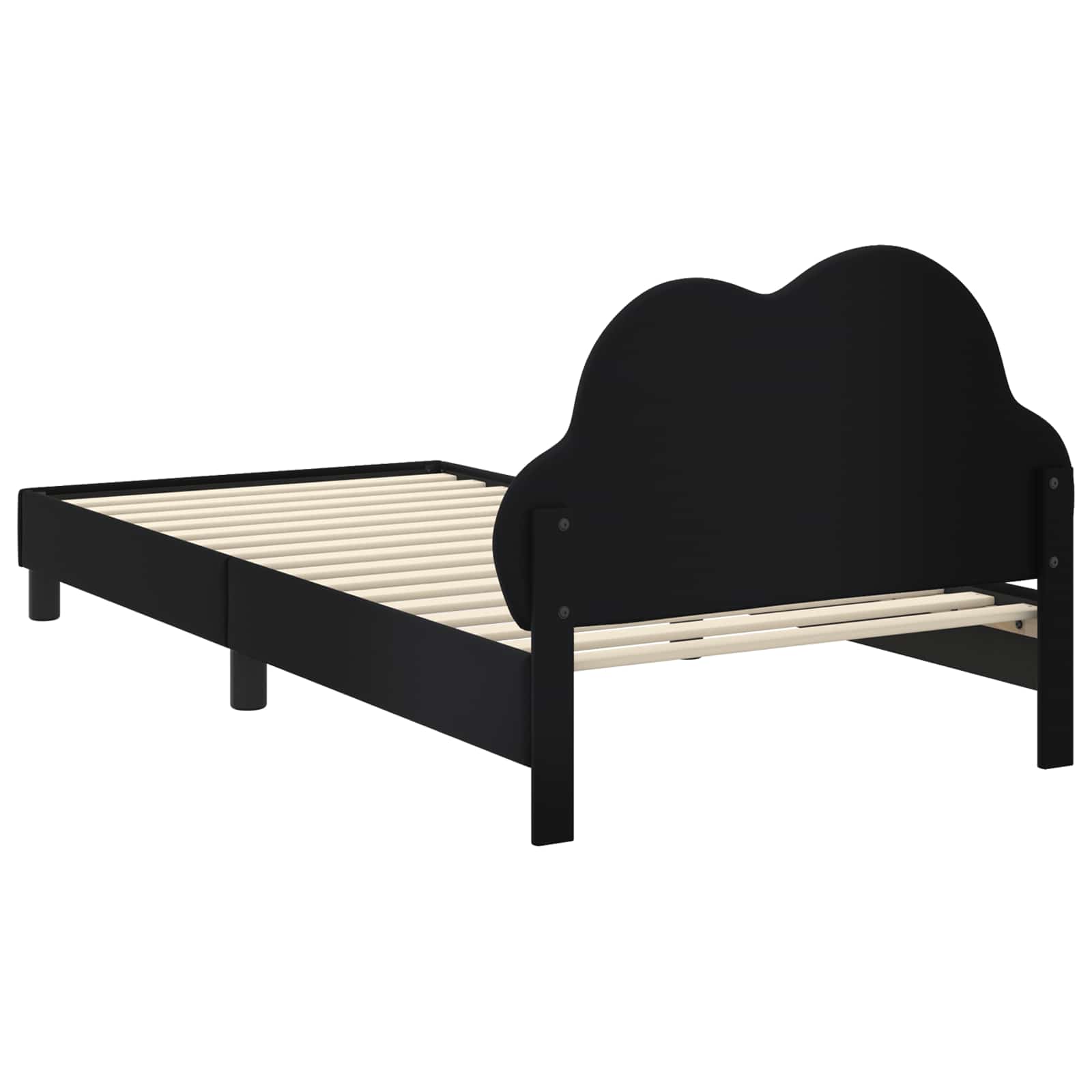 Kinderbettgestell mit Kopfteil Schwarz 90 x 190 cm PU