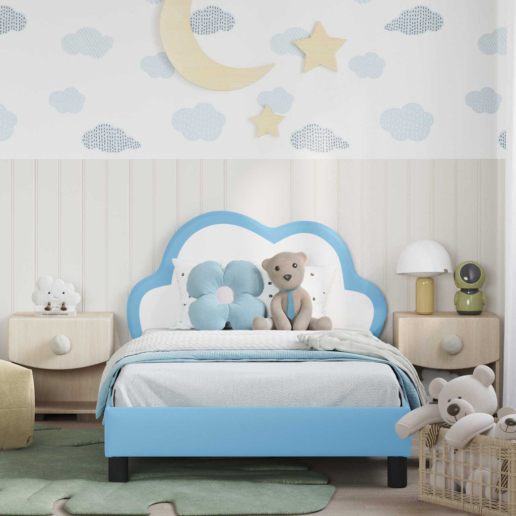 Kinderbettgestell mit Kopfteil Blau 90 x 200 cm PU