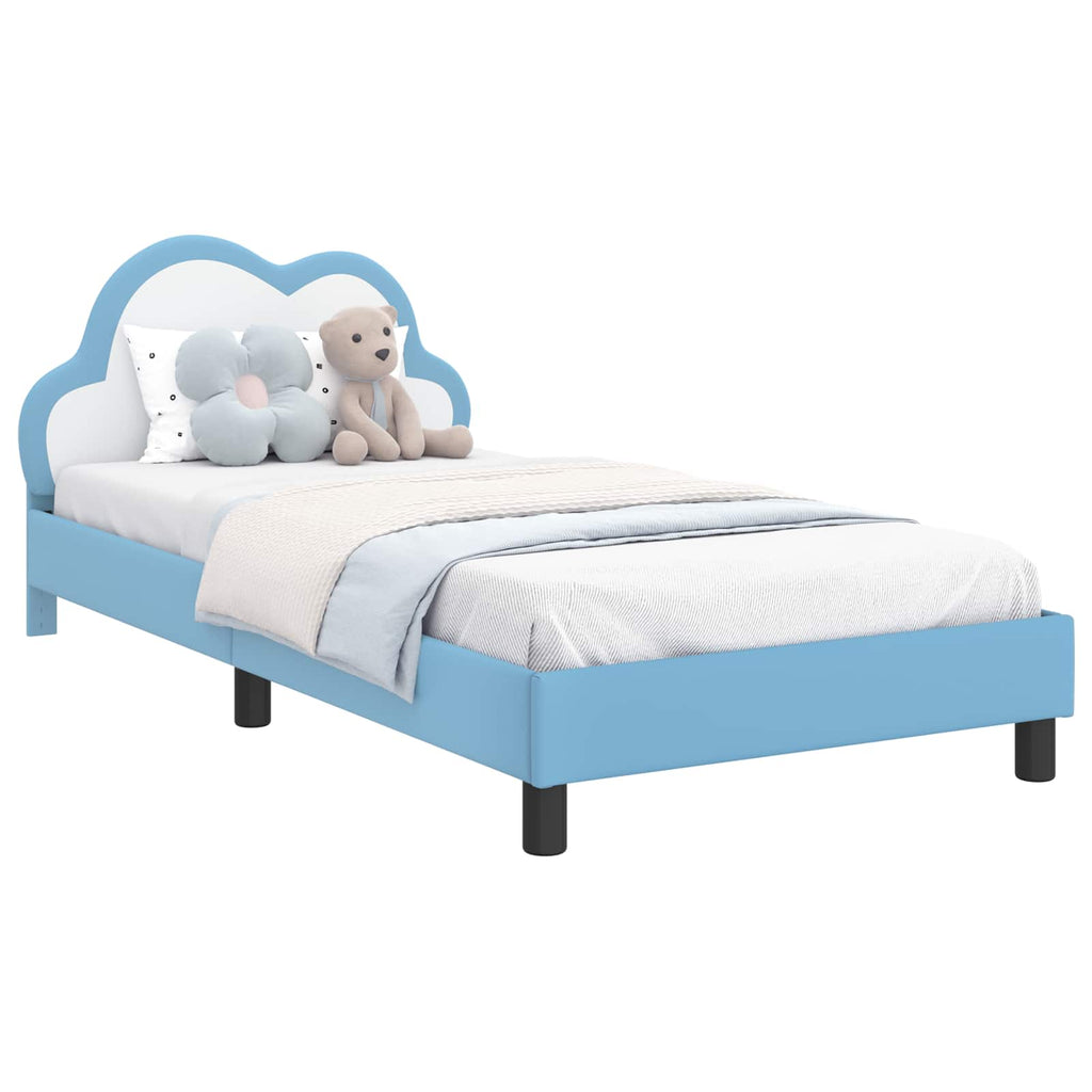 Kinderbettgestell mit Kopfteil Blau 90 x 200 cm PU