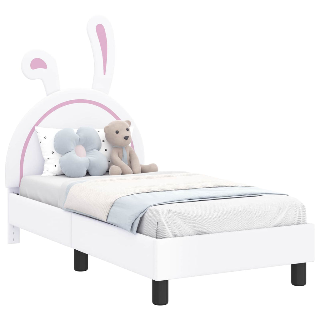 Kinderbettgestell mit Kopfteil Weiß 70 x 140 cm PU