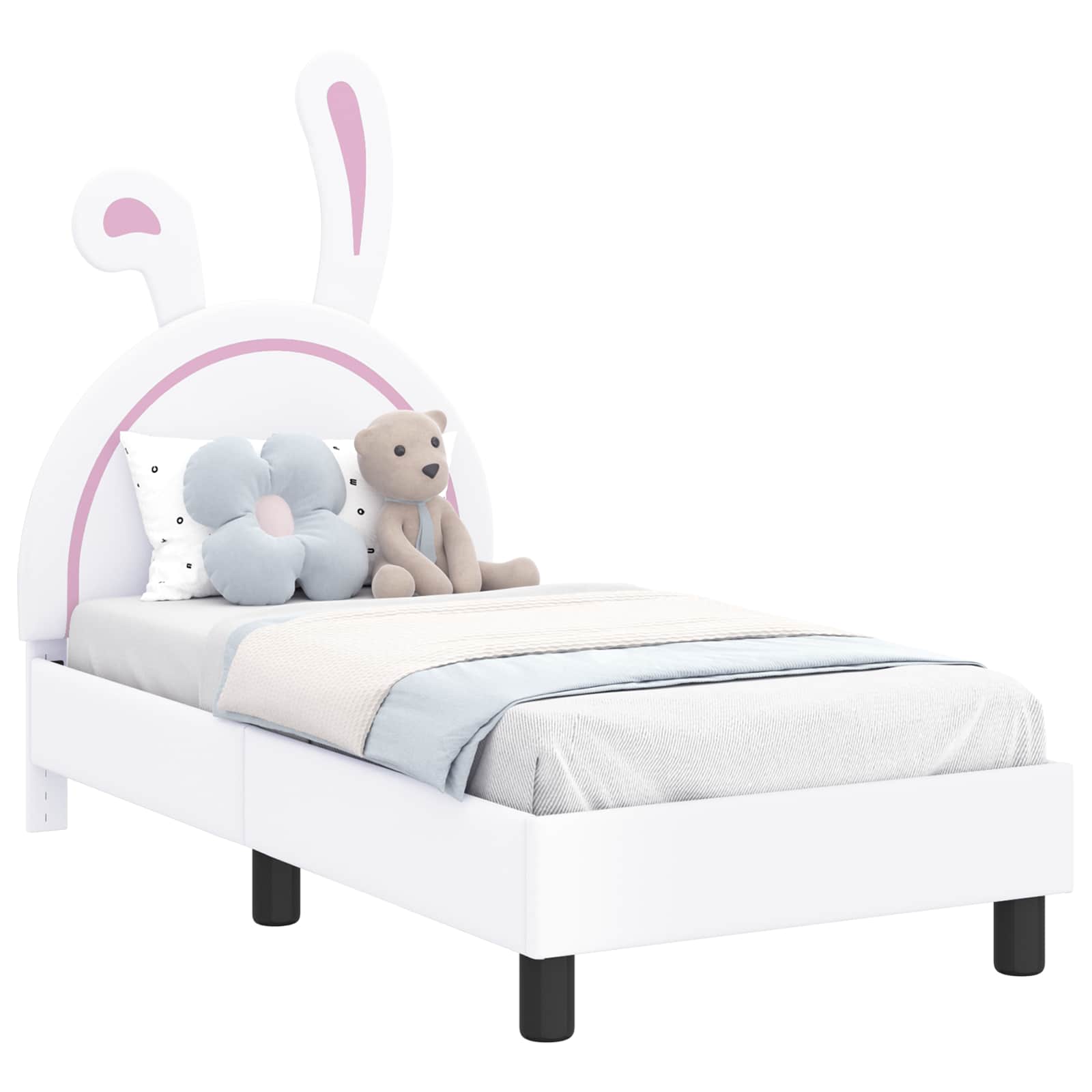 Kinderbettgestell mit Kopfteil Weiß 70 x 140 cm PU