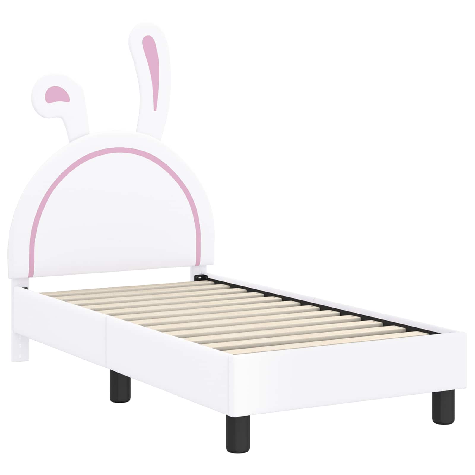 Kinderbettgestell mit Kopfteil Weiß 70 x 140 cm PU