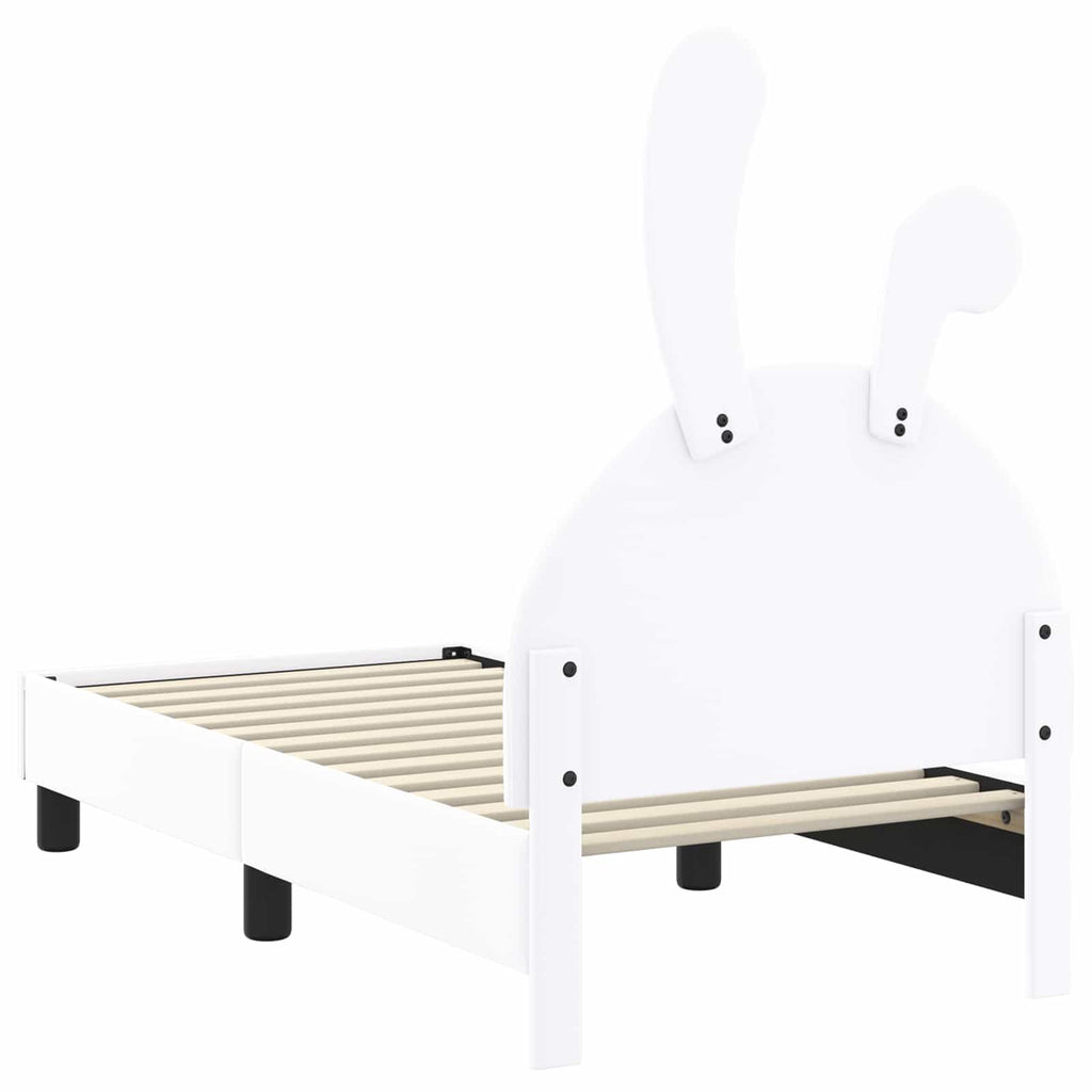 Kinderbettgestell mit Kopfteil Weiß 70 x 140 cm PU
