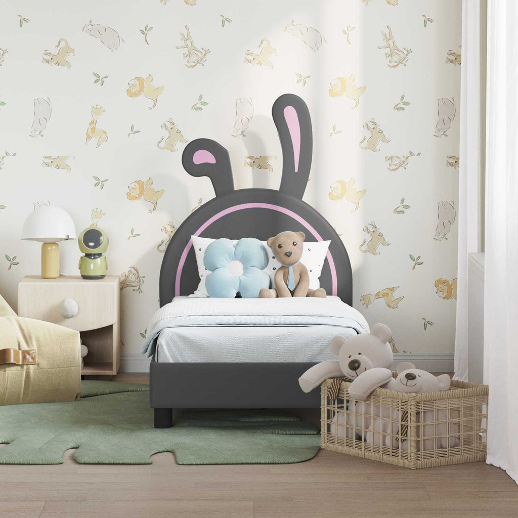 Kinderbettgestell mit Kopfteil Hellgrau 70 x 140 cm PU