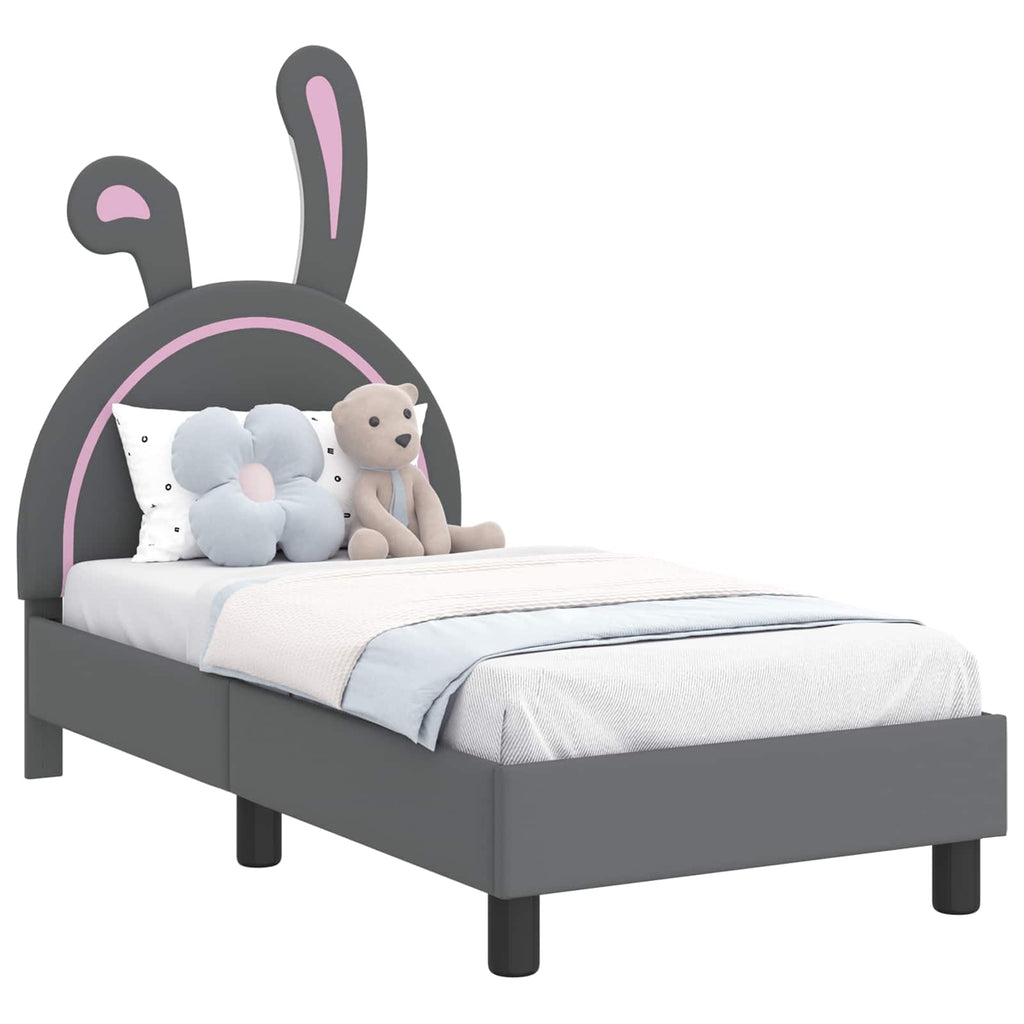 Kinderbettgestell mit Kopfteil Hellgrau 70 x 140 cm PU
