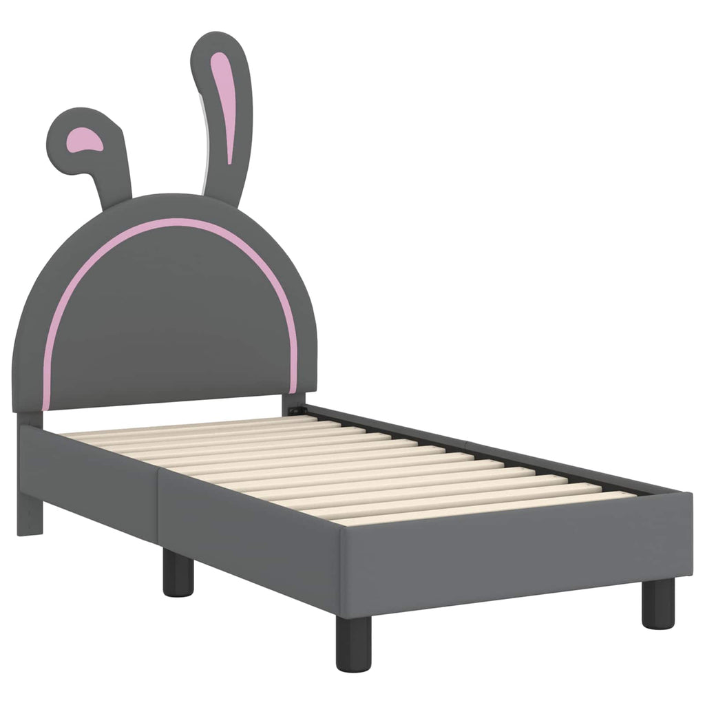 Kinderbettgestell mit Kopfteil Hellgrau 70 x 140 cm PU