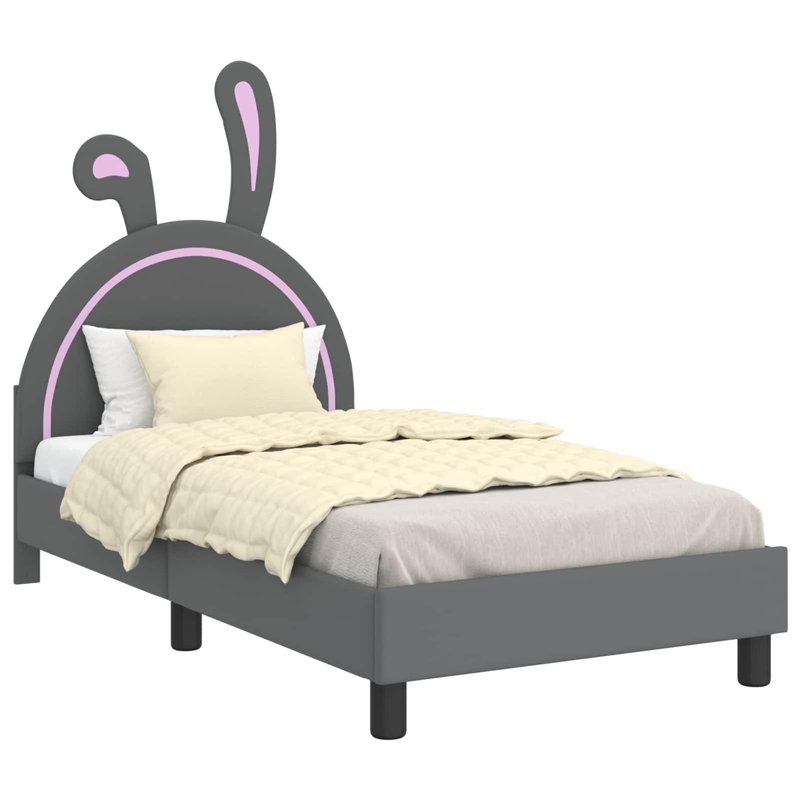 Kinderbettgestell mit Kopfteil Hellgrau 80 x 160 cm PU