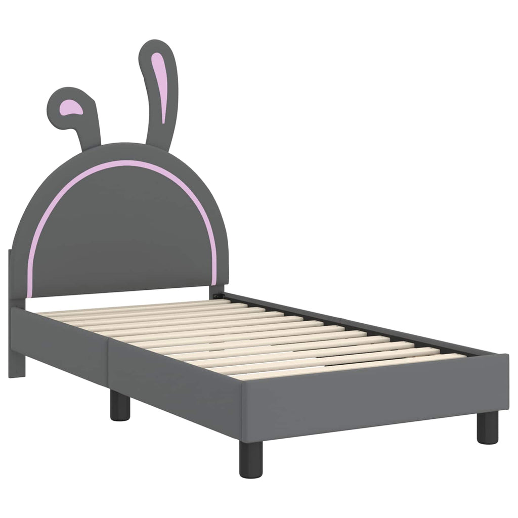 Kinderbettgestell mit Kopfteil Hellgrau 80 x 160 cm PU