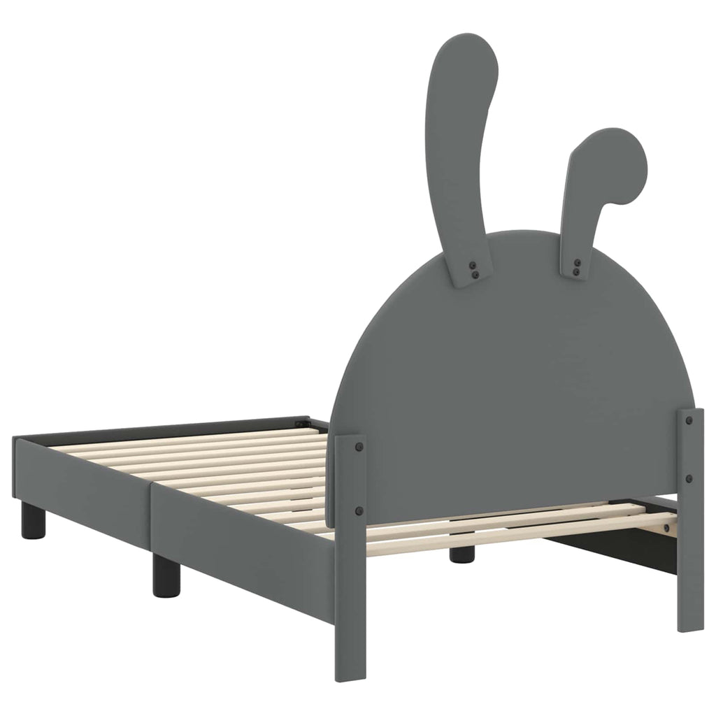 Kinderbettgestell mit Kopfteil Hellgrau 80 x 160 cm PU