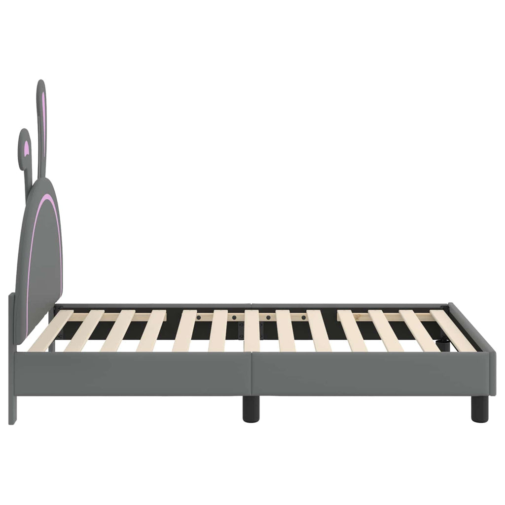 Kinderbettgestell mit Kopfteil Hellgrau 80 x 160 cm PU