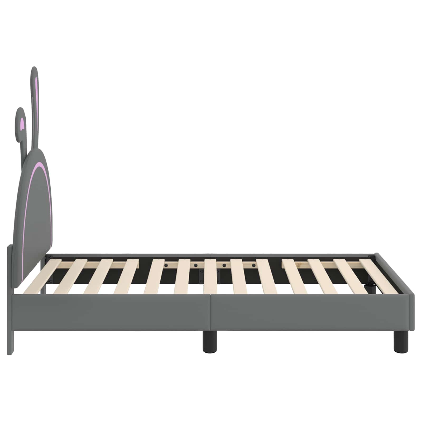 Kinderbettgestell mit Kopfteil Hellgrau 80 x 160 cm PU