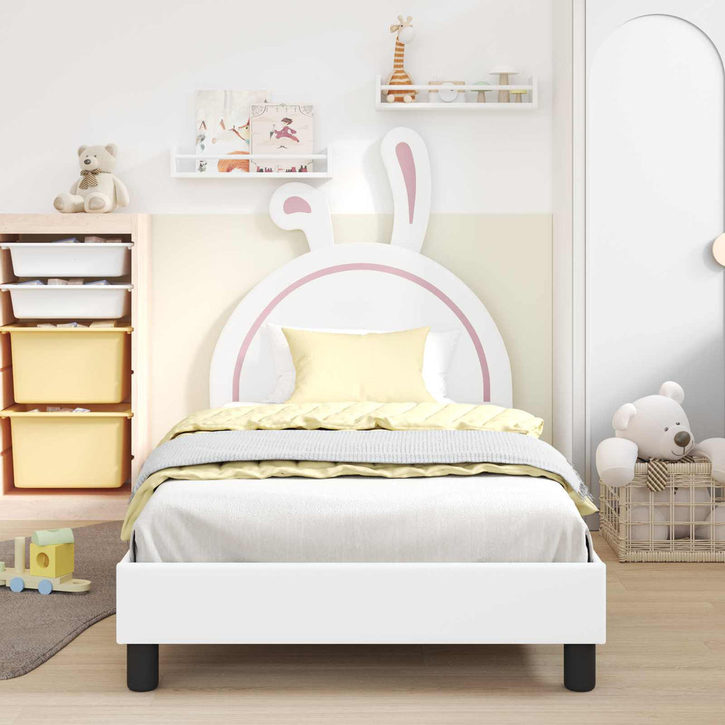 Kinderbettgestell mit Kopfteil Weiß 80 x 200 cm PU