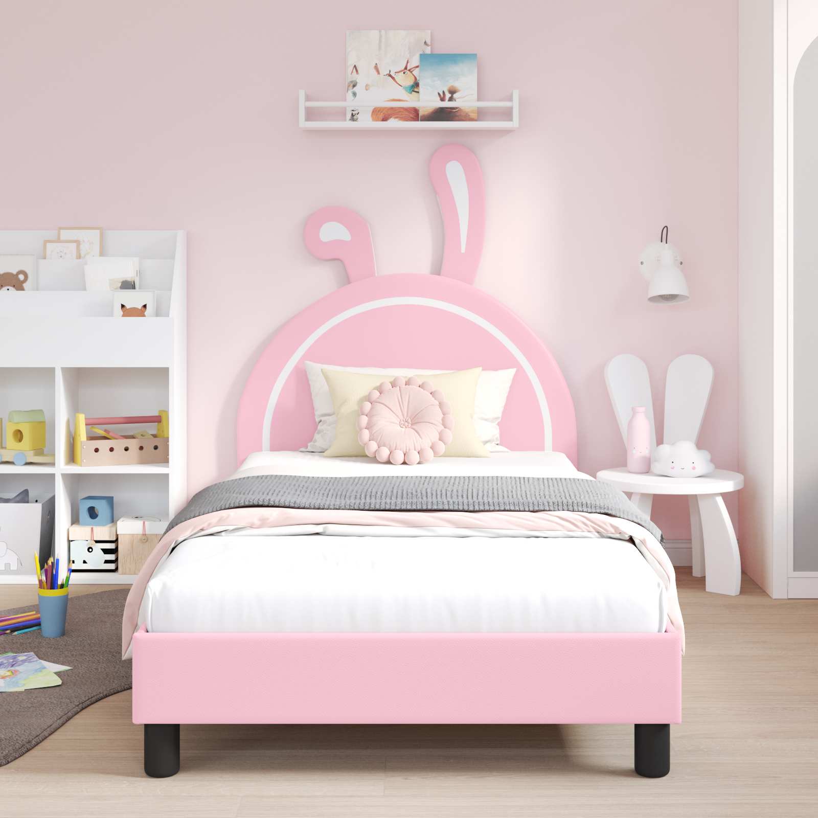 Kinderbettgestell mit Kopfteil Rosa 80 x 200 cm PU