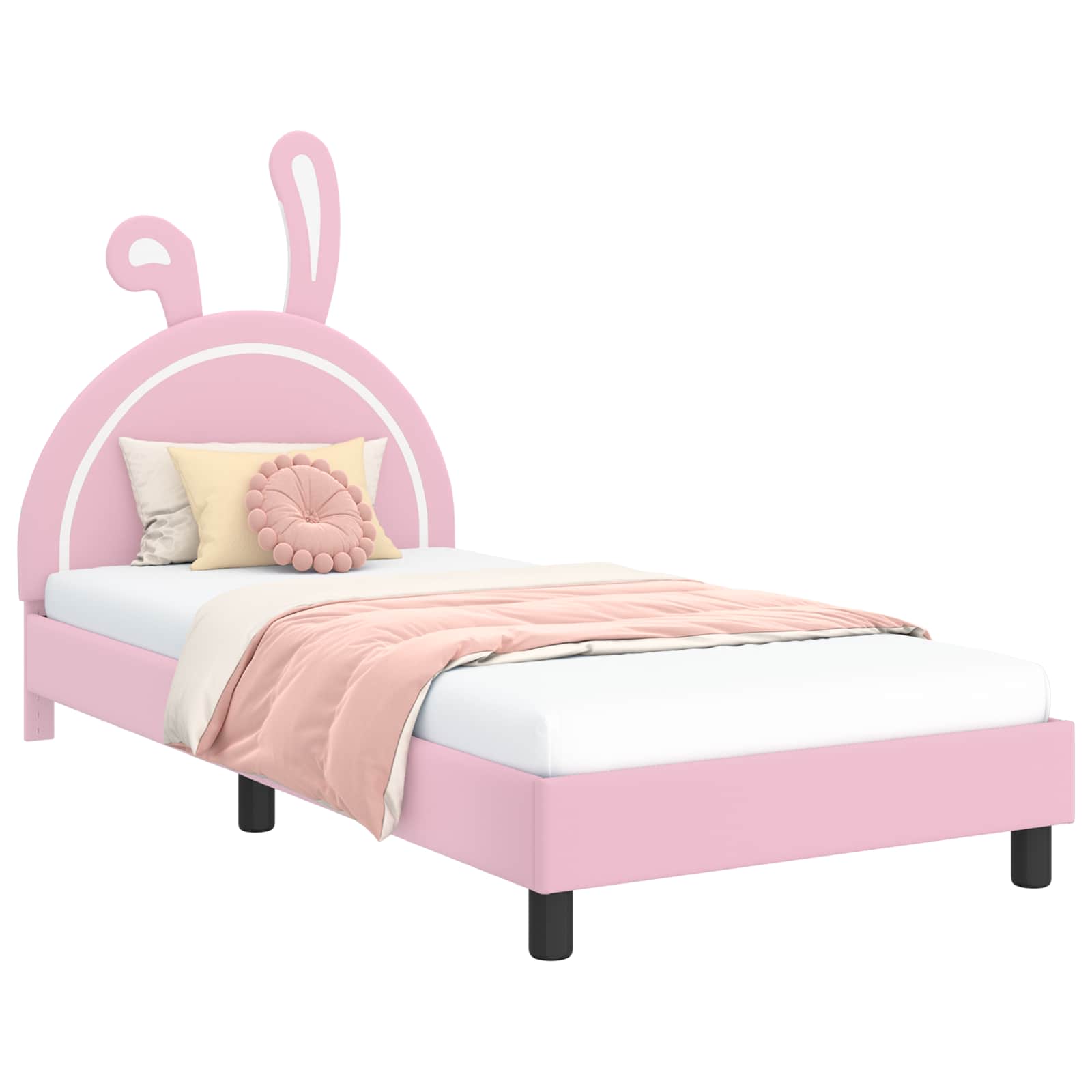 Kinderbettgestell mit Kopfteil Rosa 80 x 200 cm PU