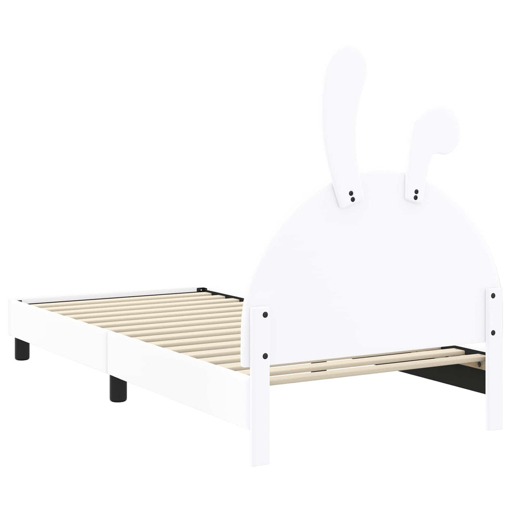 Kinderbettgestell mit Kopfteil Weiß 90 x 190 cm PU
