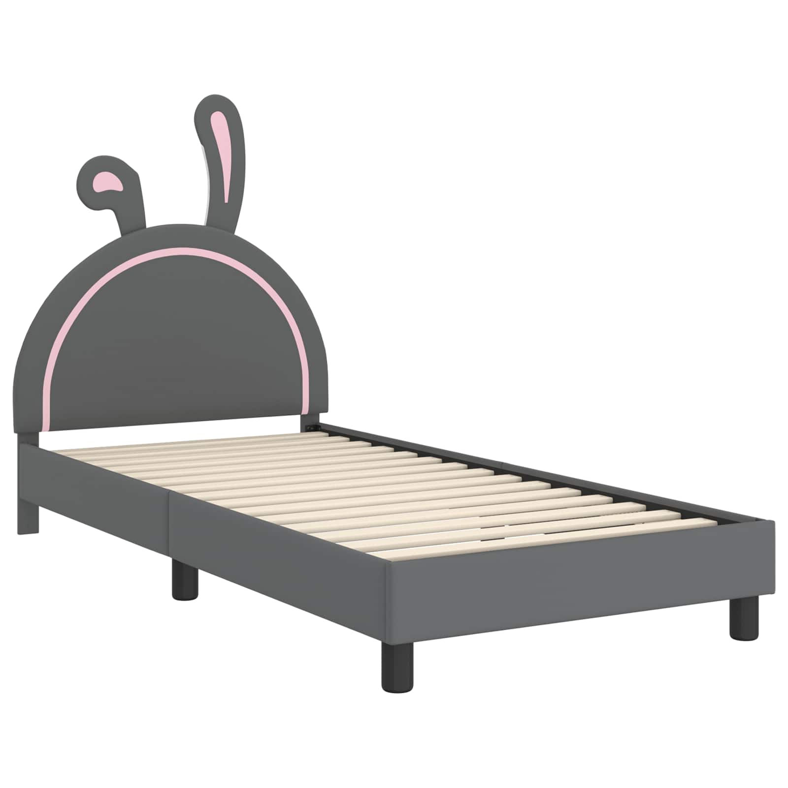 Kinderbettgestell mit Kopfteil Hellgrau 90 x 190 cm PU