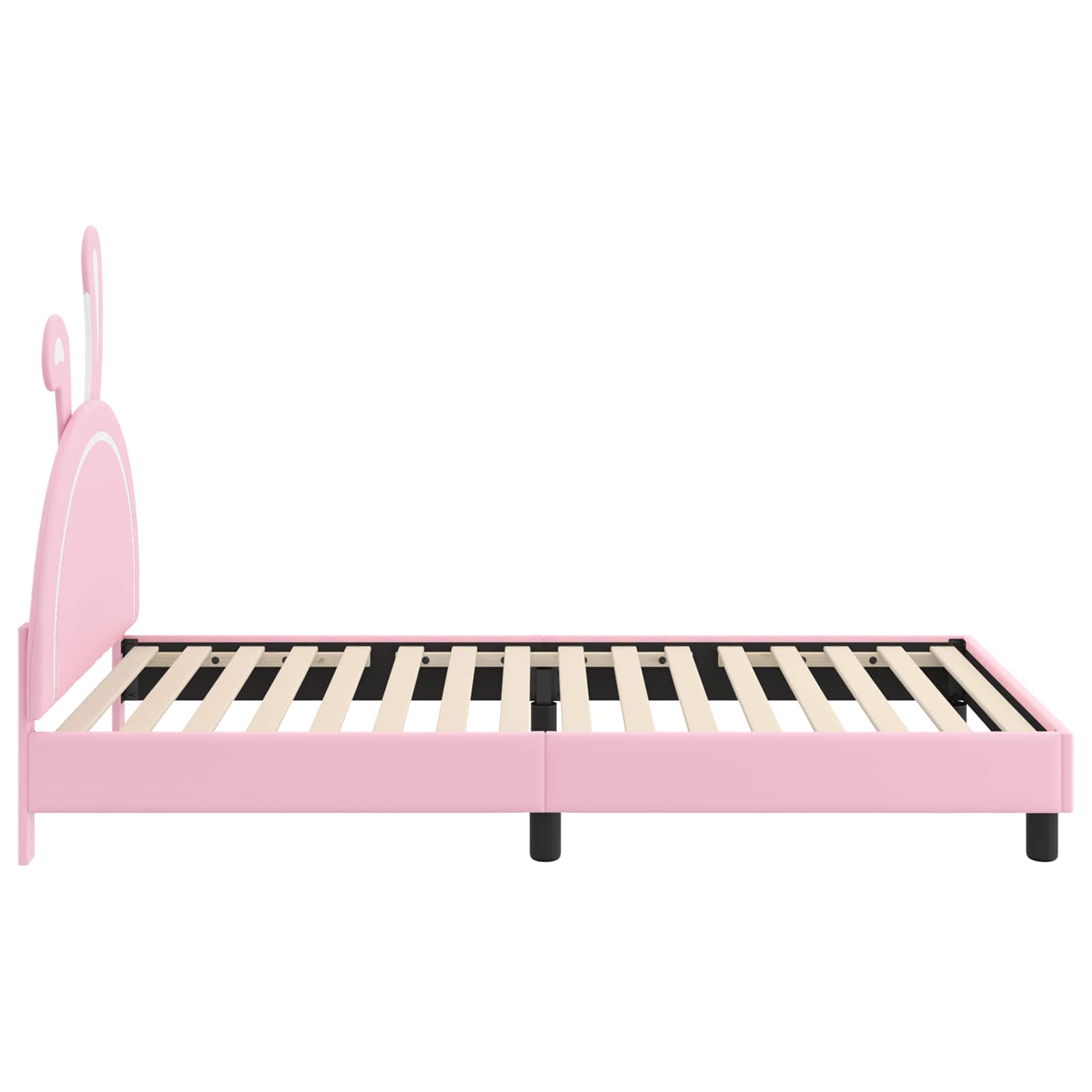 Kinderbettgestell mit Kopfteil Rosa 90 x 190 cm PU