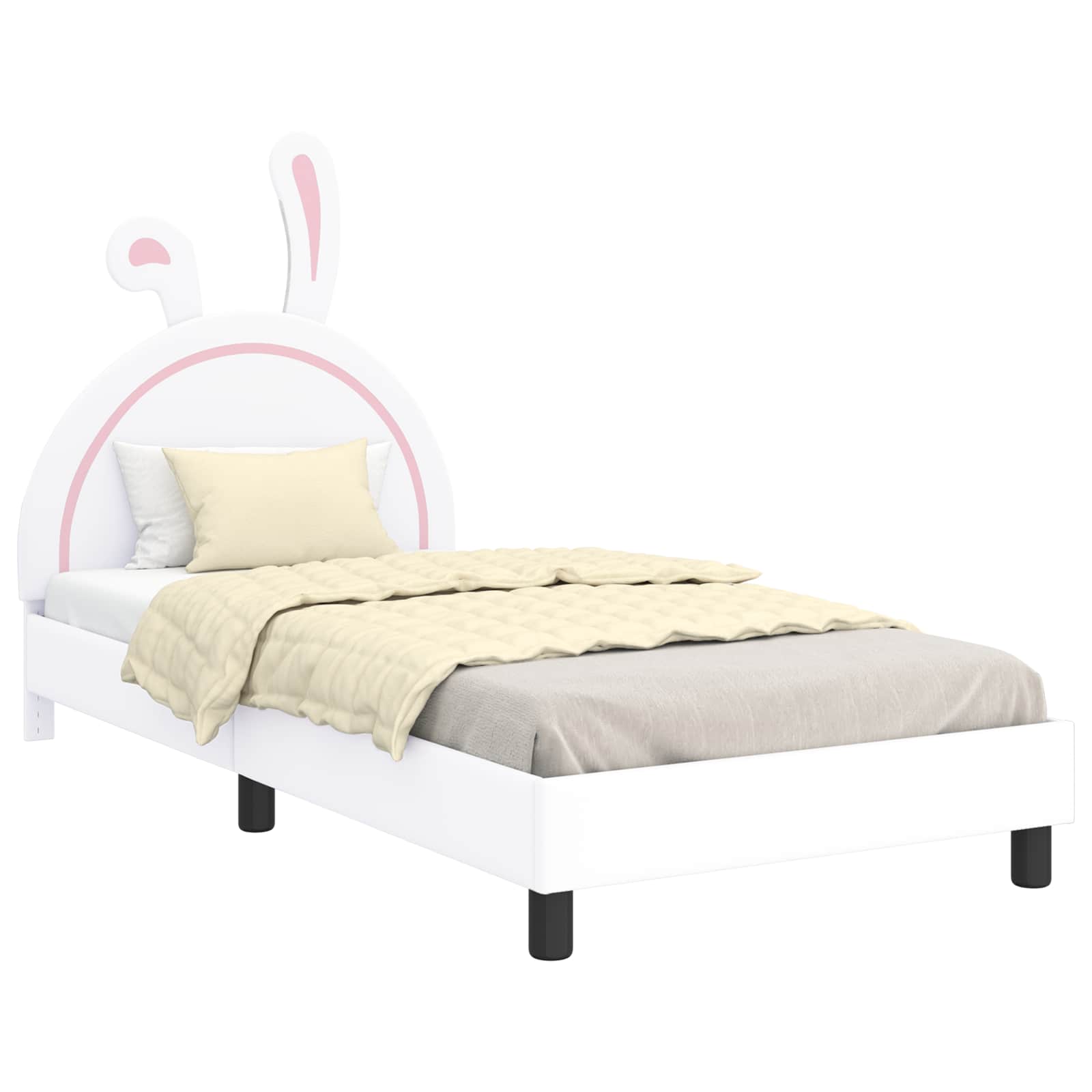 Kinderbettgestell mit Kopfteil Weiß 90 x 200 cm PU