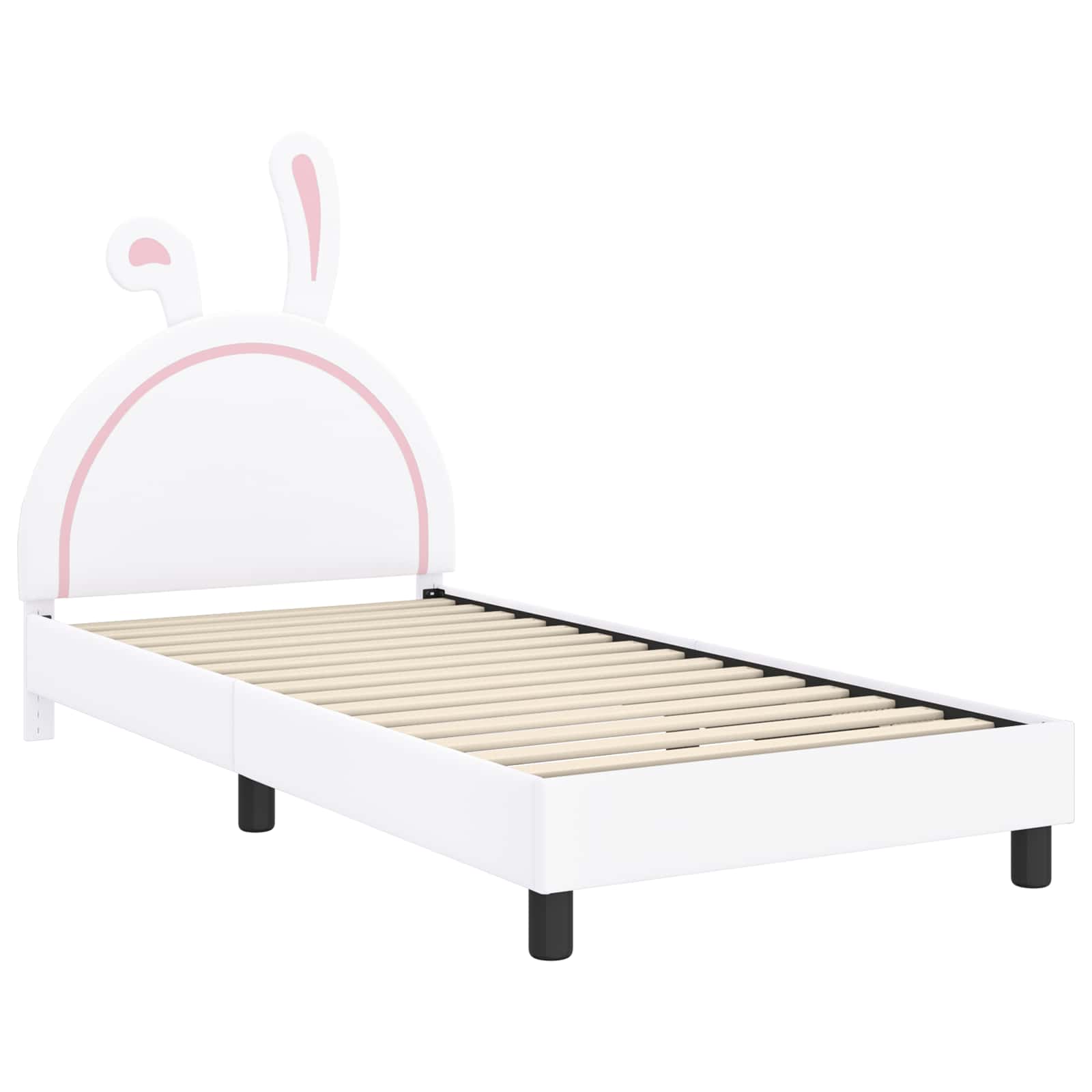 Kinderbettgestell mit Kopfteil Weiß 90 x 200 cm PU