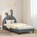 Kinderbettgestell mit Kopfteil Hellgrau 90 x 200 cm PU