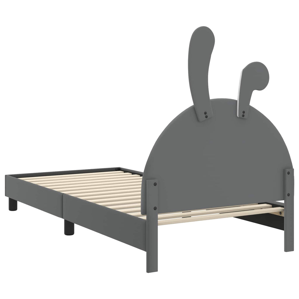 Kinderbettgestell mit Kopfteil Hellgrau 90 x 200 cm PU