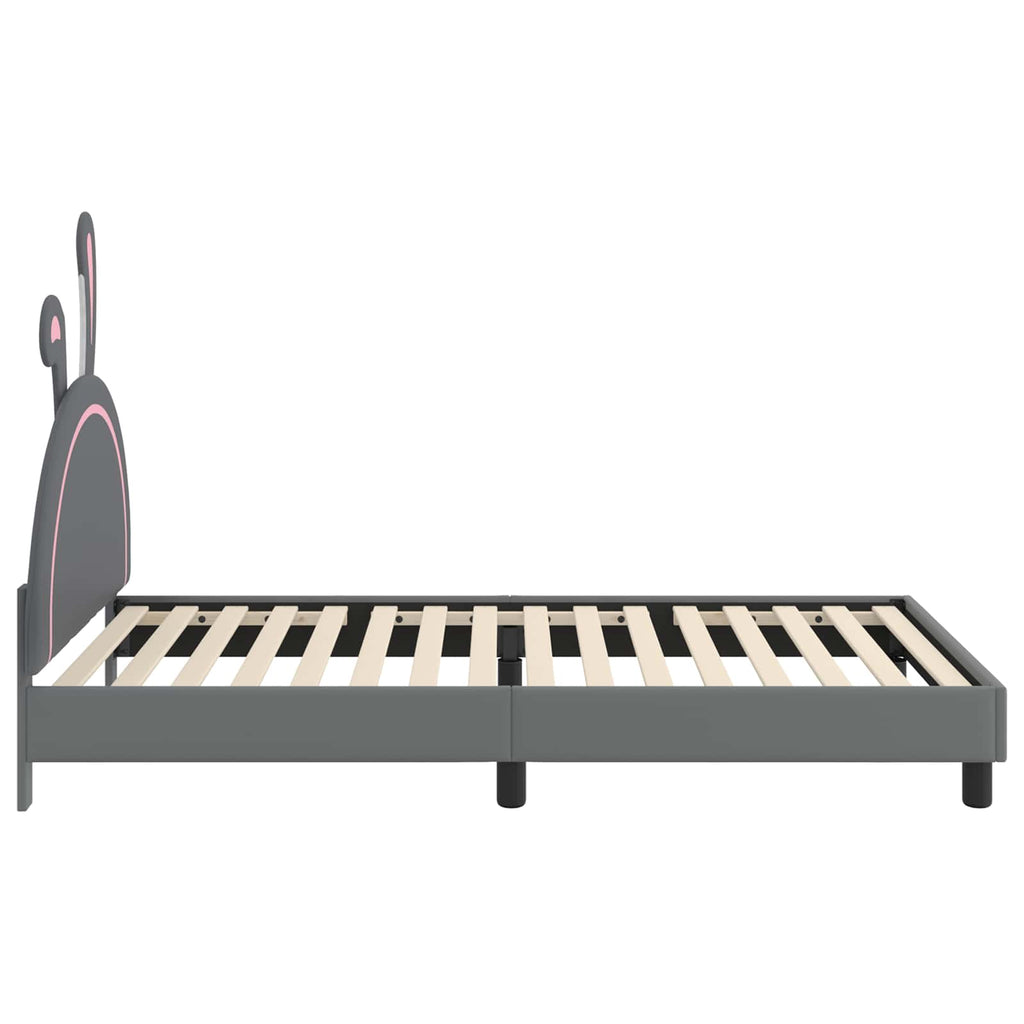 Kinderbettgestell mit Kopfteil Hellgrau 90 x 200 cm PU