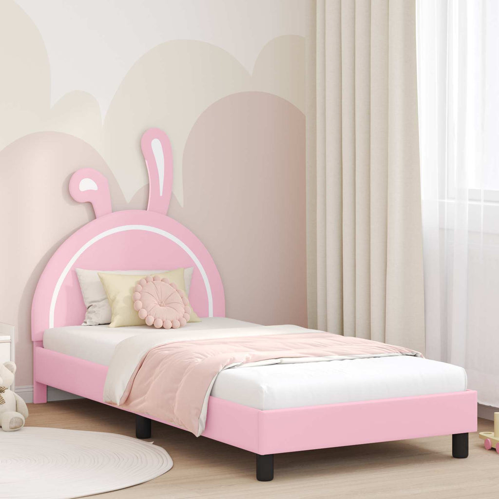 Kinderbettgestell mit Kopfteil Rosa 90 x 200 cm PU