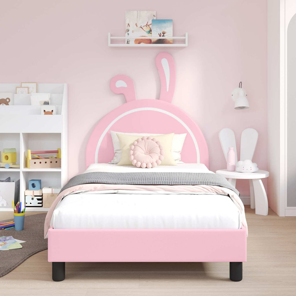 Kinderbettgestell mit Kopfteil Rosa 90 x 200 cm PU