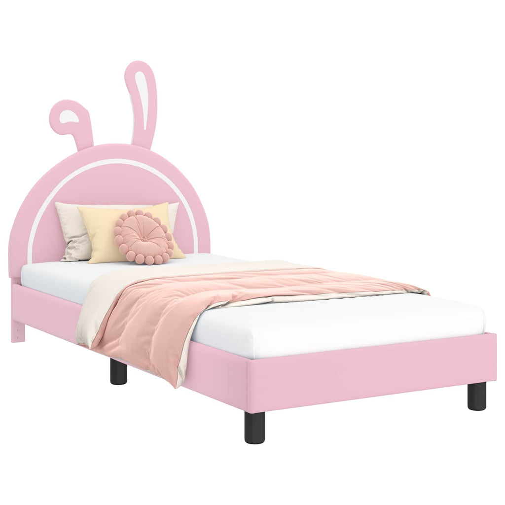 Kinderbettgestell mit Kopfteil Rosa 90 x 200 cm PU
