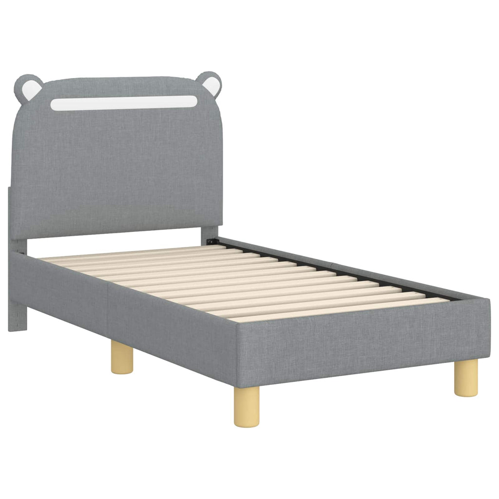 Kinderbettgestell mit Kopfteil Hellgrau 70 x 140 cm Stoff