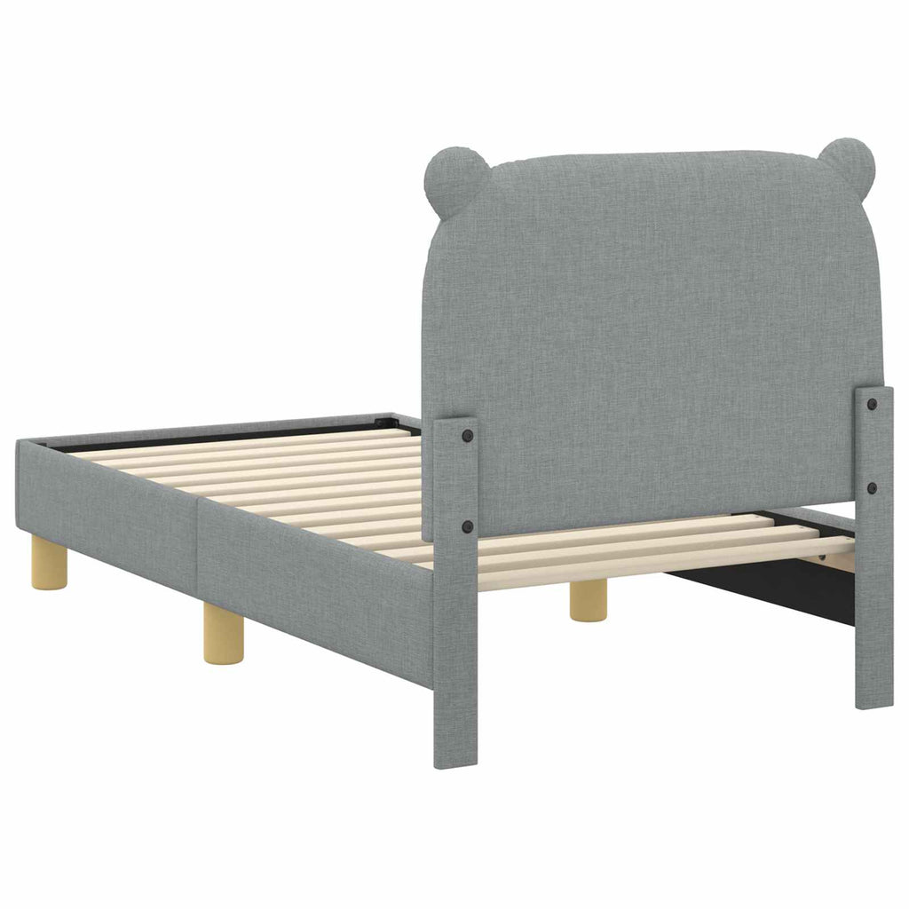 Kinderbettgestell mit Kopfteil Hellgrau 70 x 140 cm Stoff