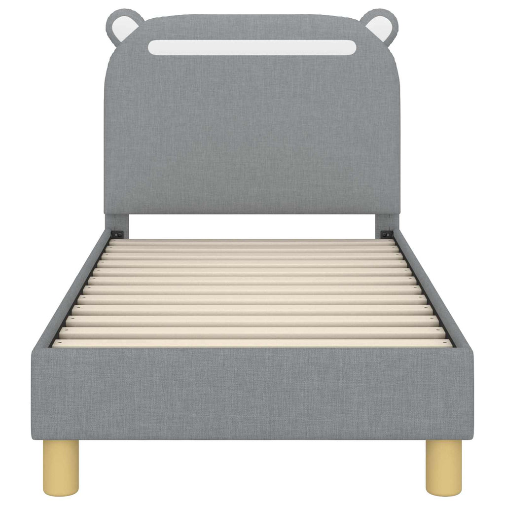 Kinderbettgestell mit Kopfteil Hellgrau 70 x 140 cm Stoff