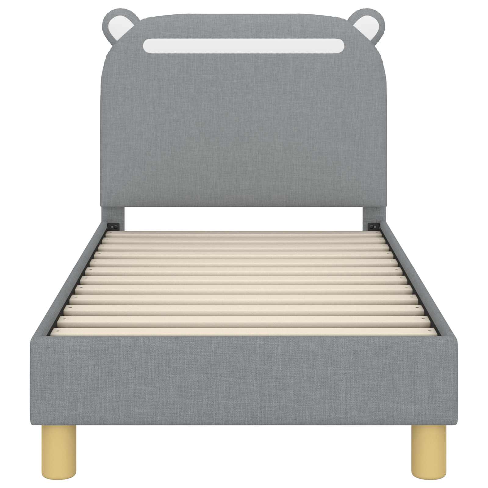 Kinderbettgestell mit Kopfteil Hellgrau 70 x 140 cm Stoff