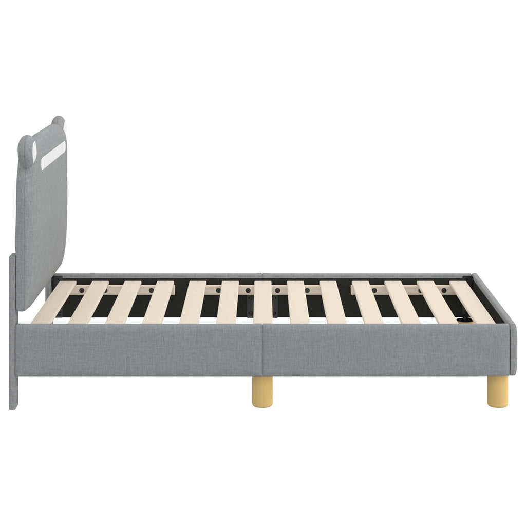 Kinderbettgestell mit Kopfteil Hellgrau 70 x 140 cm Stoff