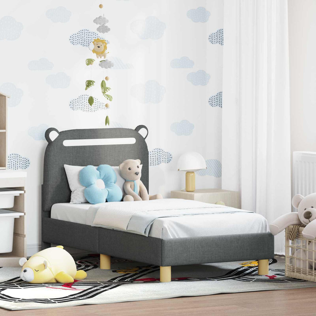 Kinderbettgestell mit Kopfteil Dunkelgrau 70 x 140 cm Stoff