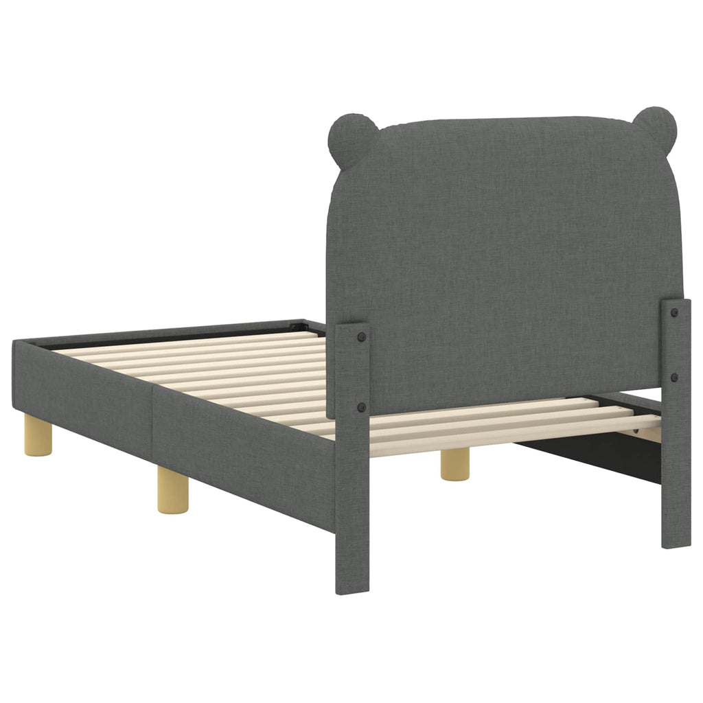 Kinderbettgestell mit Kopfteil Dunkelgrau 70 x 140 cm Stoff